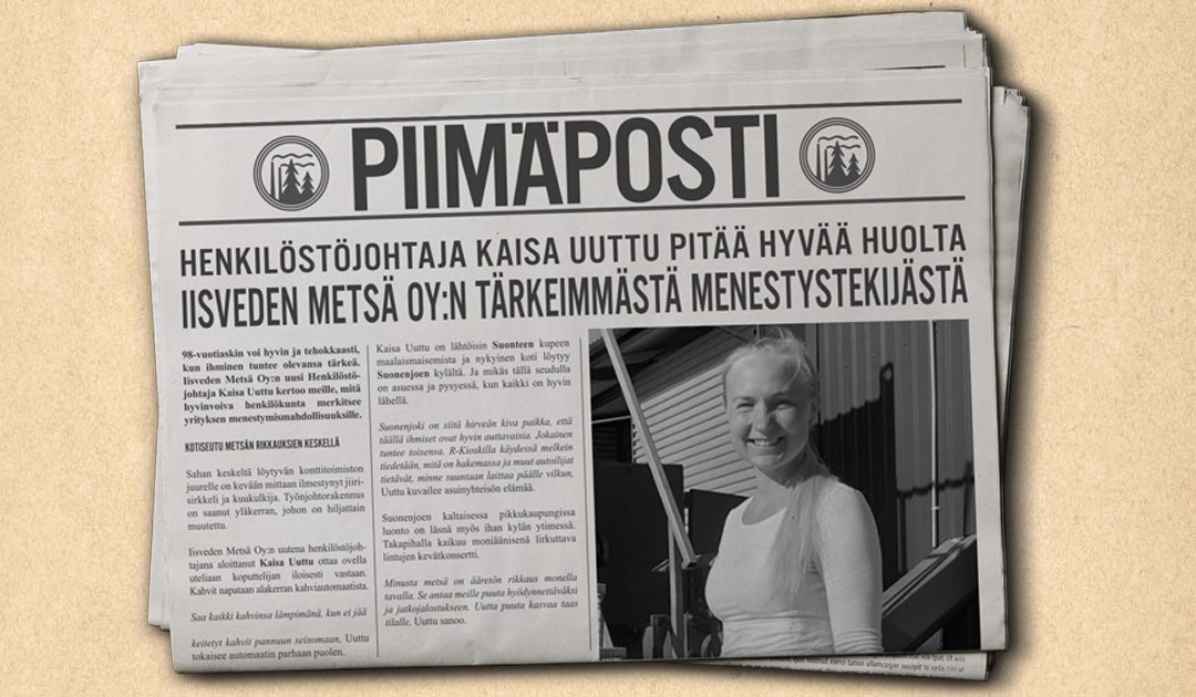Henkilöstöjohtaja Kaisa Uuttu pitää hyvää huolta Iisveden Metsä Oy:n tärkeimmästä menestystekijästä