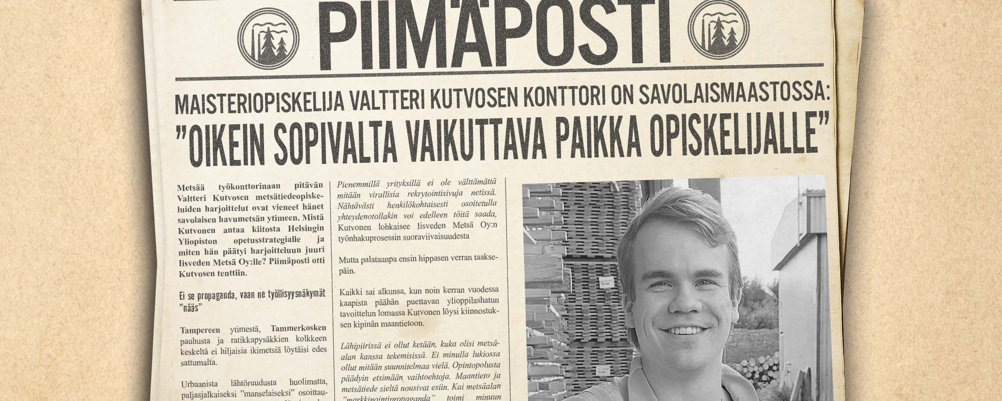 Maisteriopiskelija Valtteri Kutvosen konttori on savolaismaastossa: ”Oikein sopivalta vaikuttava paikka opiskelijalle”